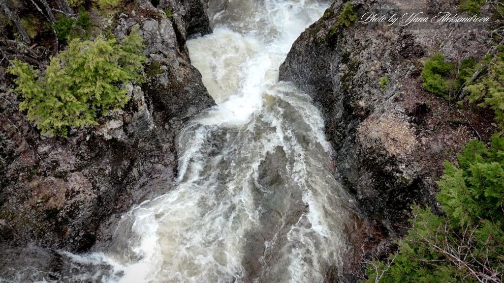 At the top of Drysdale Falls drone photo
