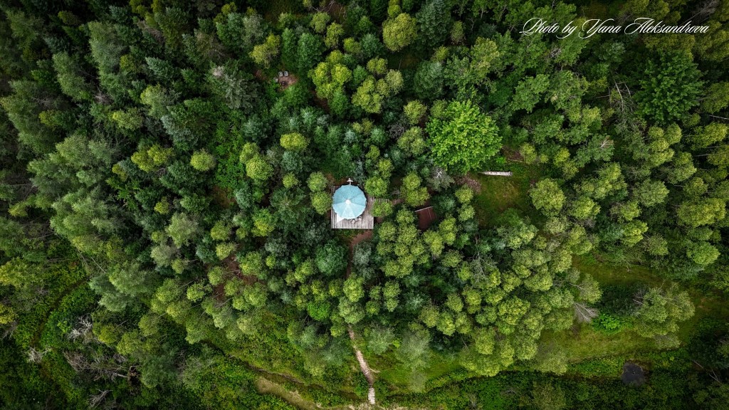 Getaway in Nova Scotia, yurt glamping experience photo yurt in the woods