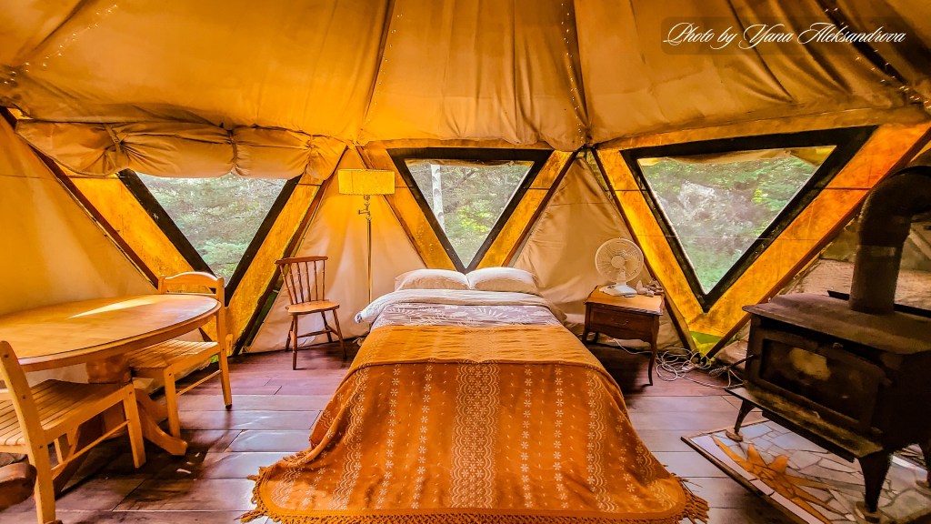 Getaway in Nova Scotia, yurt glamping experience photo yurt interior