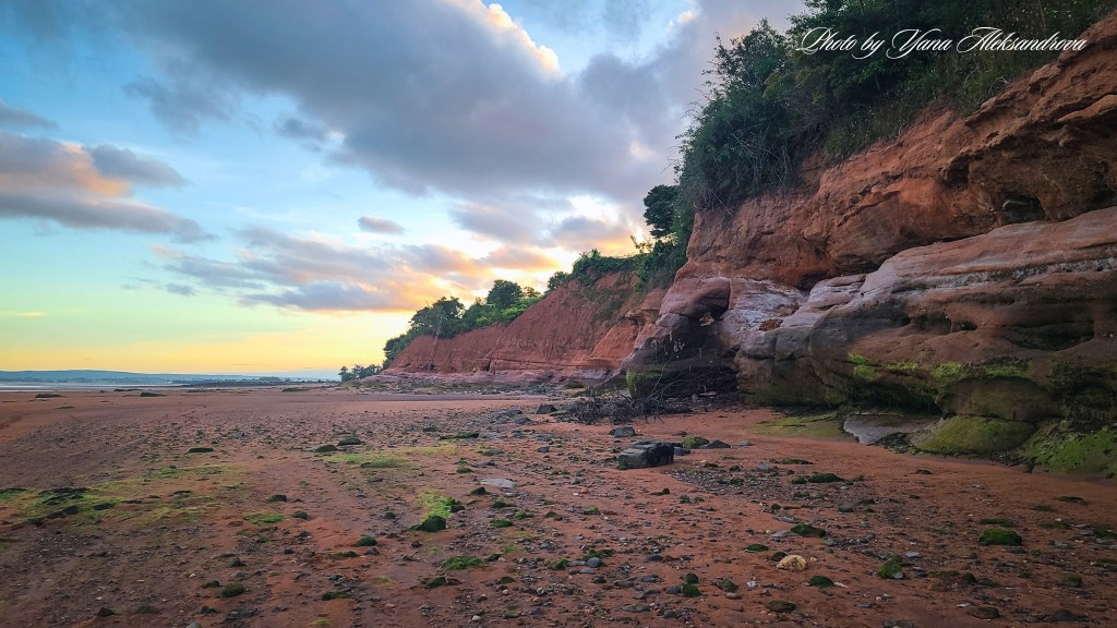 Kingsport Beach at low tide, Nova Scotia, Canada. Stunning cliffs and unique shapes