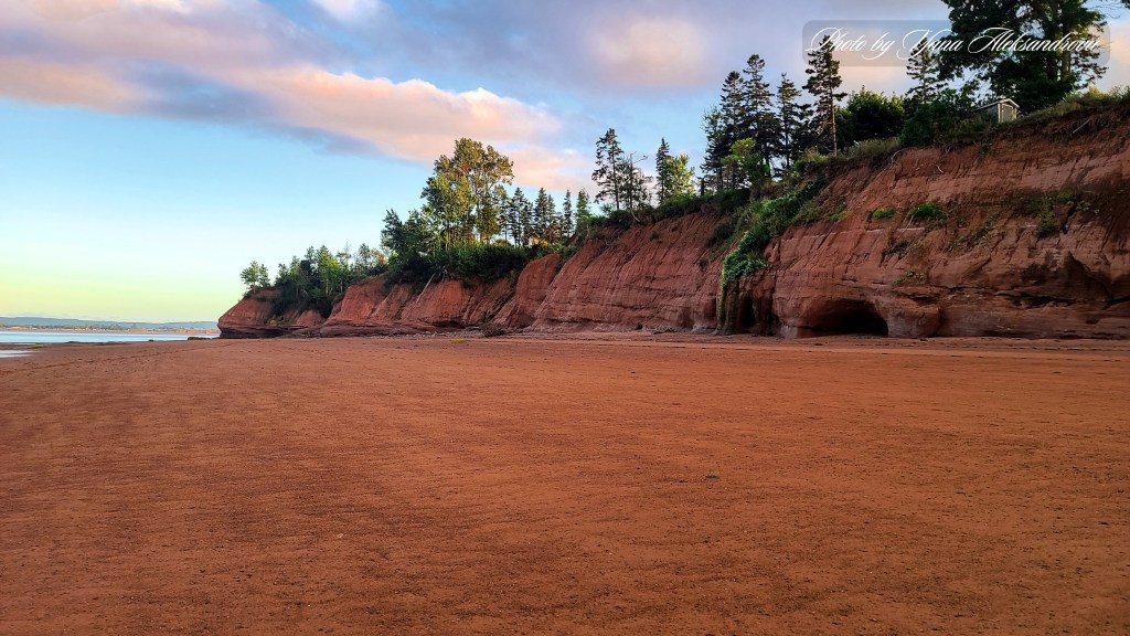 Kingsport Beach at low tide, Nova Scotia, Canada. Stunning red cliffs and unique shapes