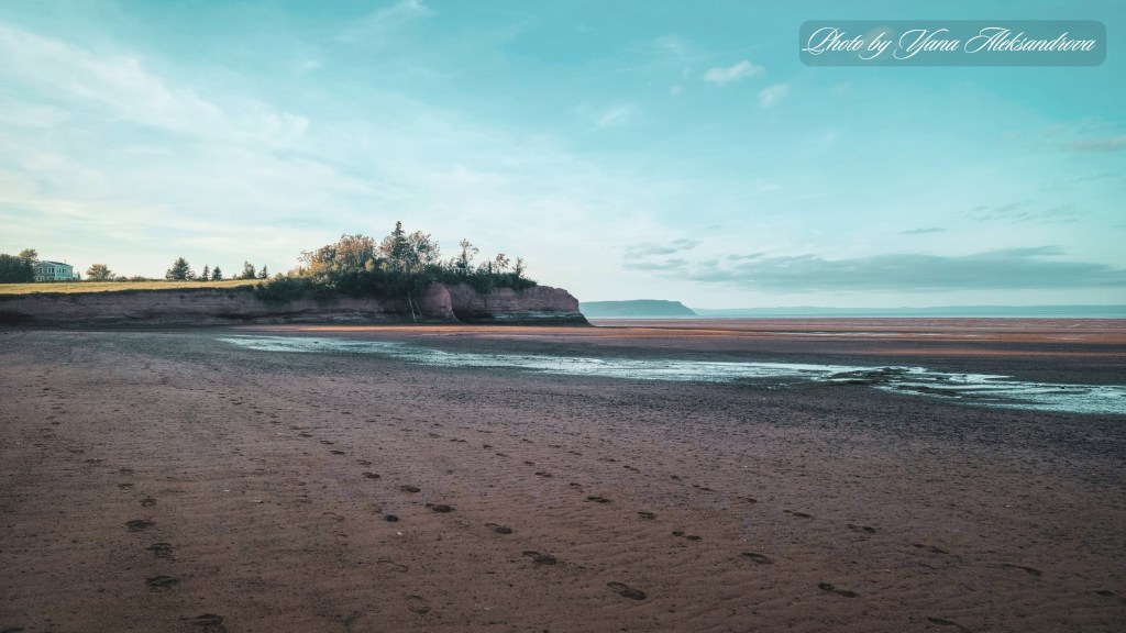 Kingsport Beach at low tide, Nova Scotia, Canada. Walking on the ocean floor