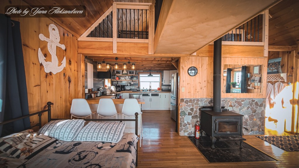Cozy cottage kitchen and living room