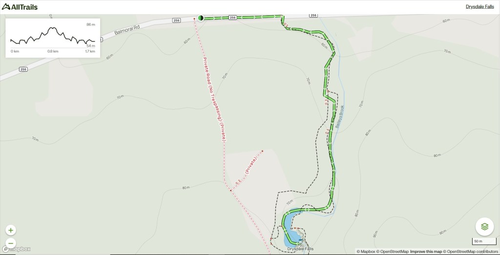 Drysdale Falls Trail map