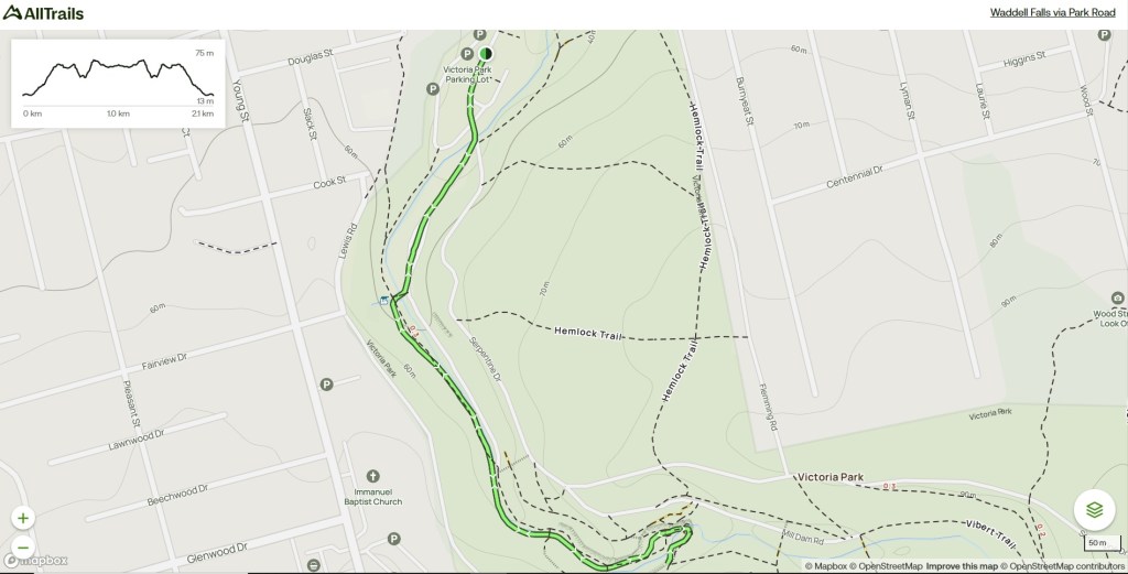 Waddell Falls and Joe Howe Falls Trail map