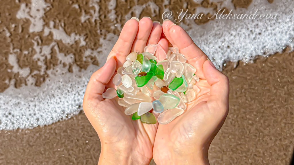 Sea-glass at Inverness Beach, Cape Breton Island, Nova Scotia, Canada. Photo